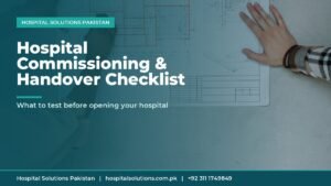 hospital commissioning checklist - team reviewing building plans