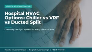 hospital HVAC system chiller VRF - engineer sketching building services plans
