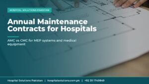 hospital maintenance contract Pakistan - engineers reviewing technical plans